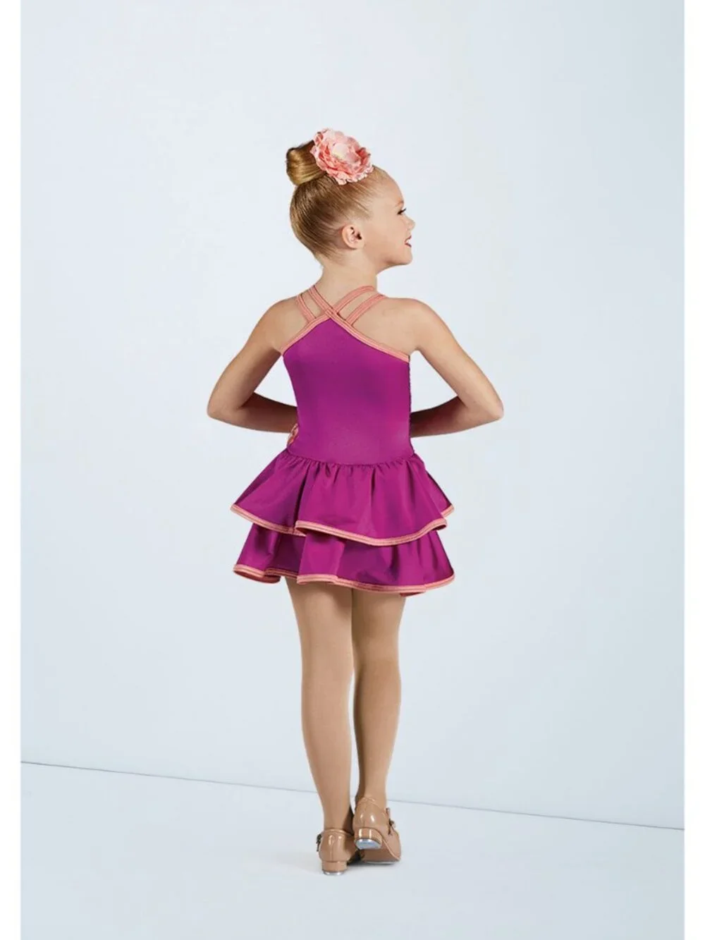 Girl Weissman Hello Song 12454 Purple Peplum Skirt Biketard Dance Costume Sz S 6
